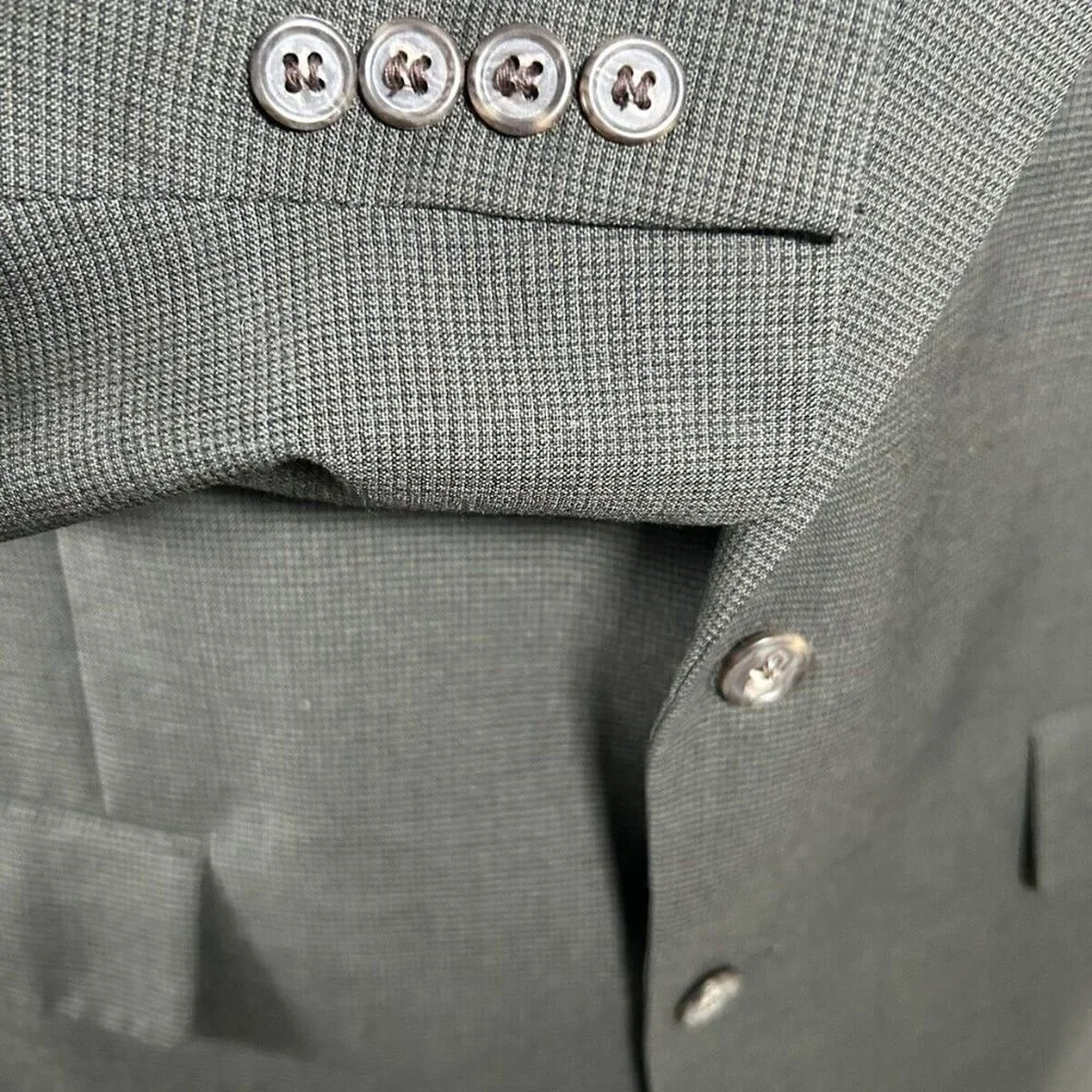 VTG Jos A Bank Business Express 100% Wool Green/Blue Check Blazer Jacket 43R - Picture 7 of 11